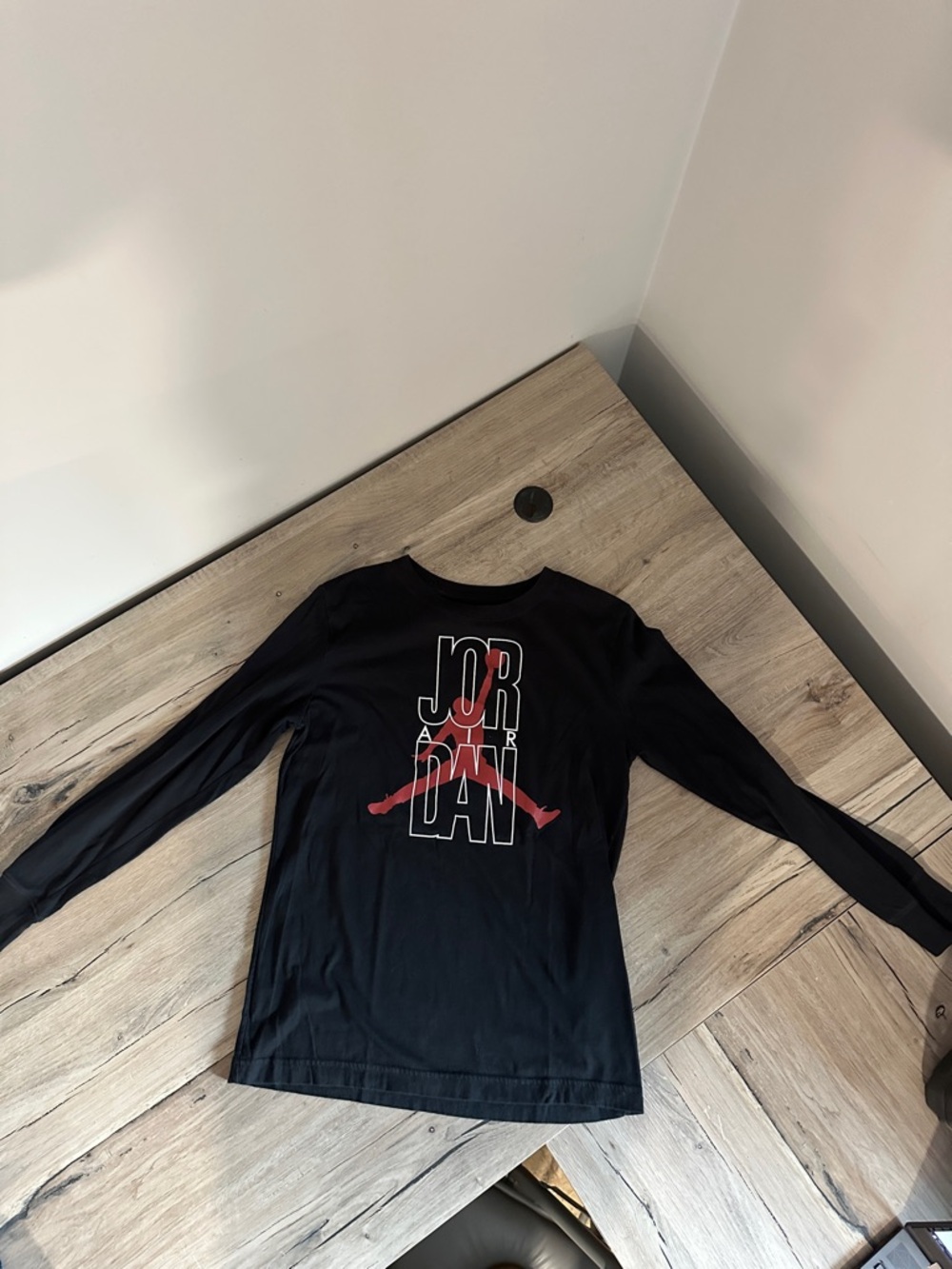 Jordan Black Long Sleeve Tee with Red Jumpman